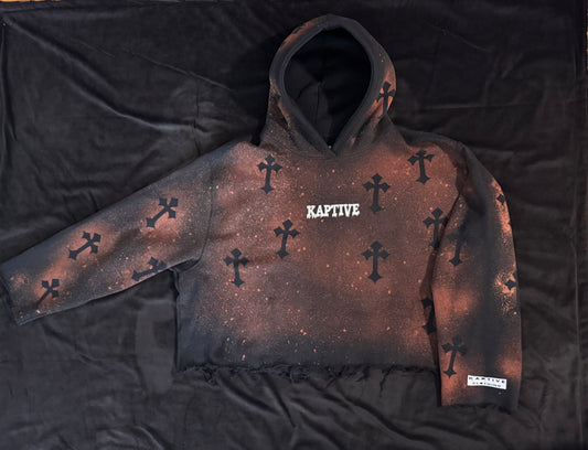 Kaptive Distressed Cropped Hoodie